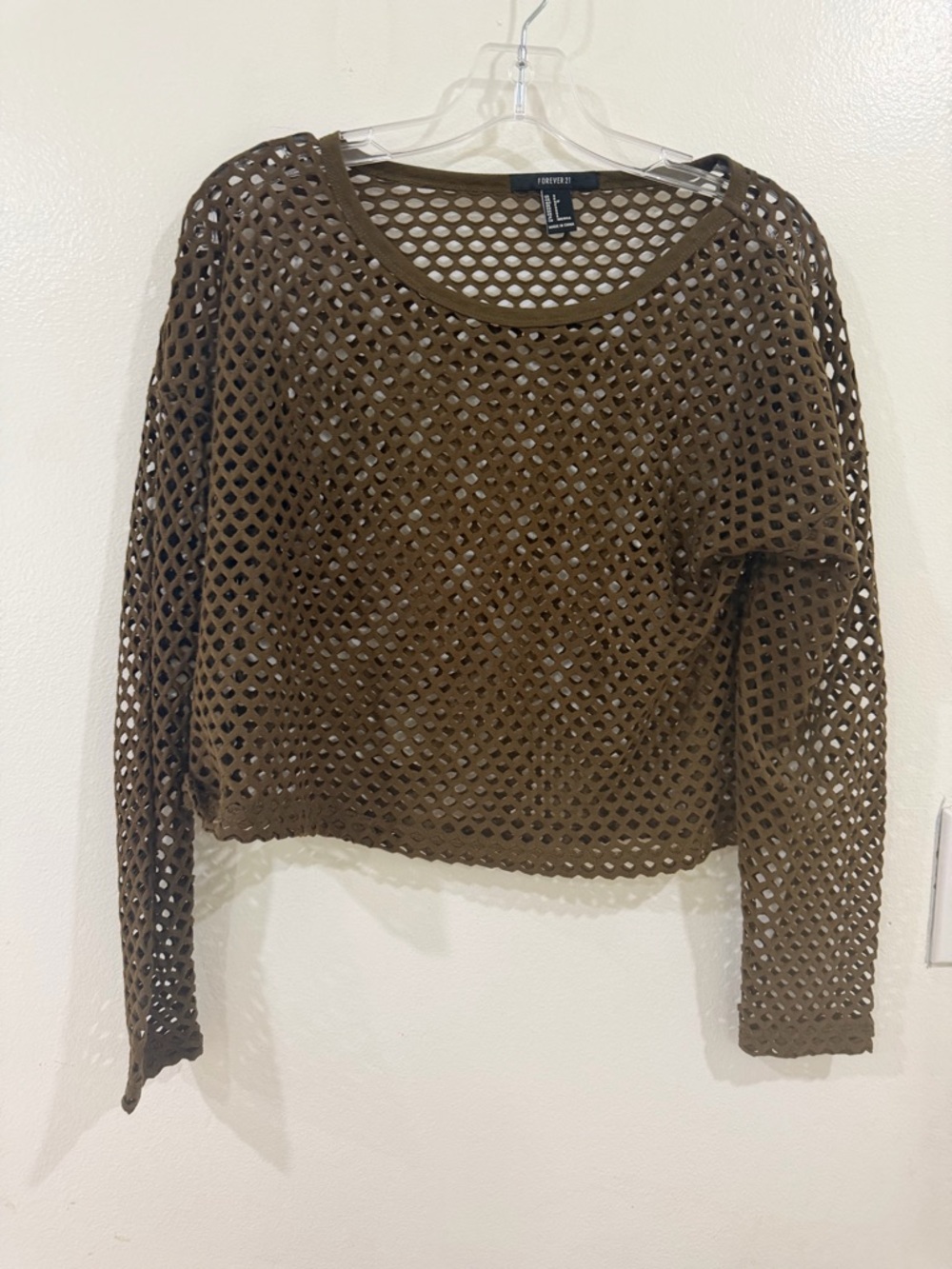 Forever 21 Brown Open-Weave Cropped Sweater